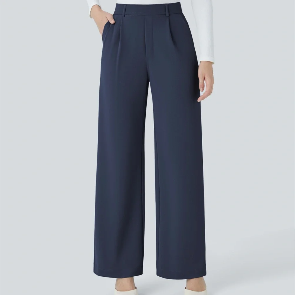 Halara Flex™ High Waisted Pocket Straight Leg Crepe Work Pants - Picture 1 of 5